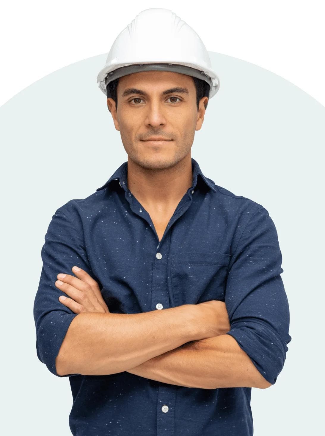 Man wearing work helmet